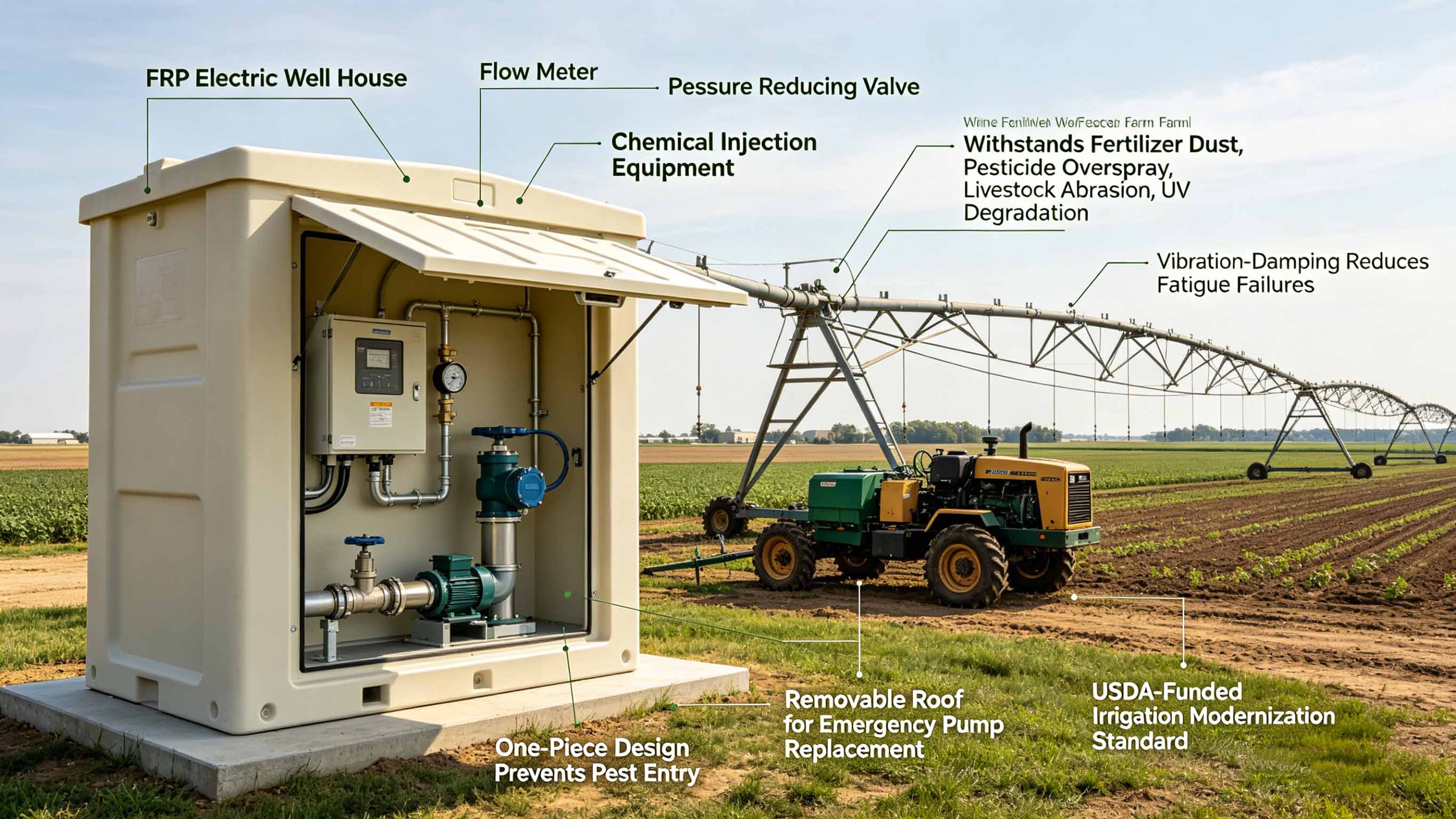 Casa de pozo eléctrico GFRP FRP de fibra de vidrio para protección de equipos eléctricos de pozos de petróleo y gas FT-EWH1