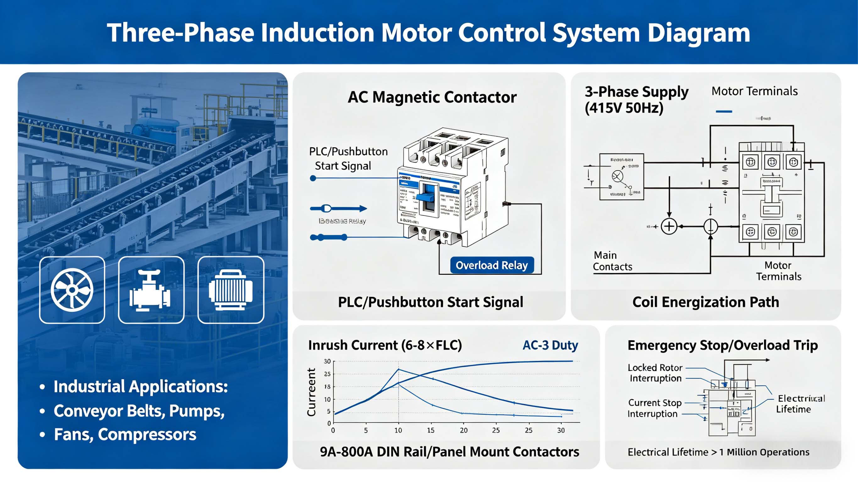 Contactor de sistema de energía eléctrica para control de motor de inducción trifásico F-C1 a exportador de China