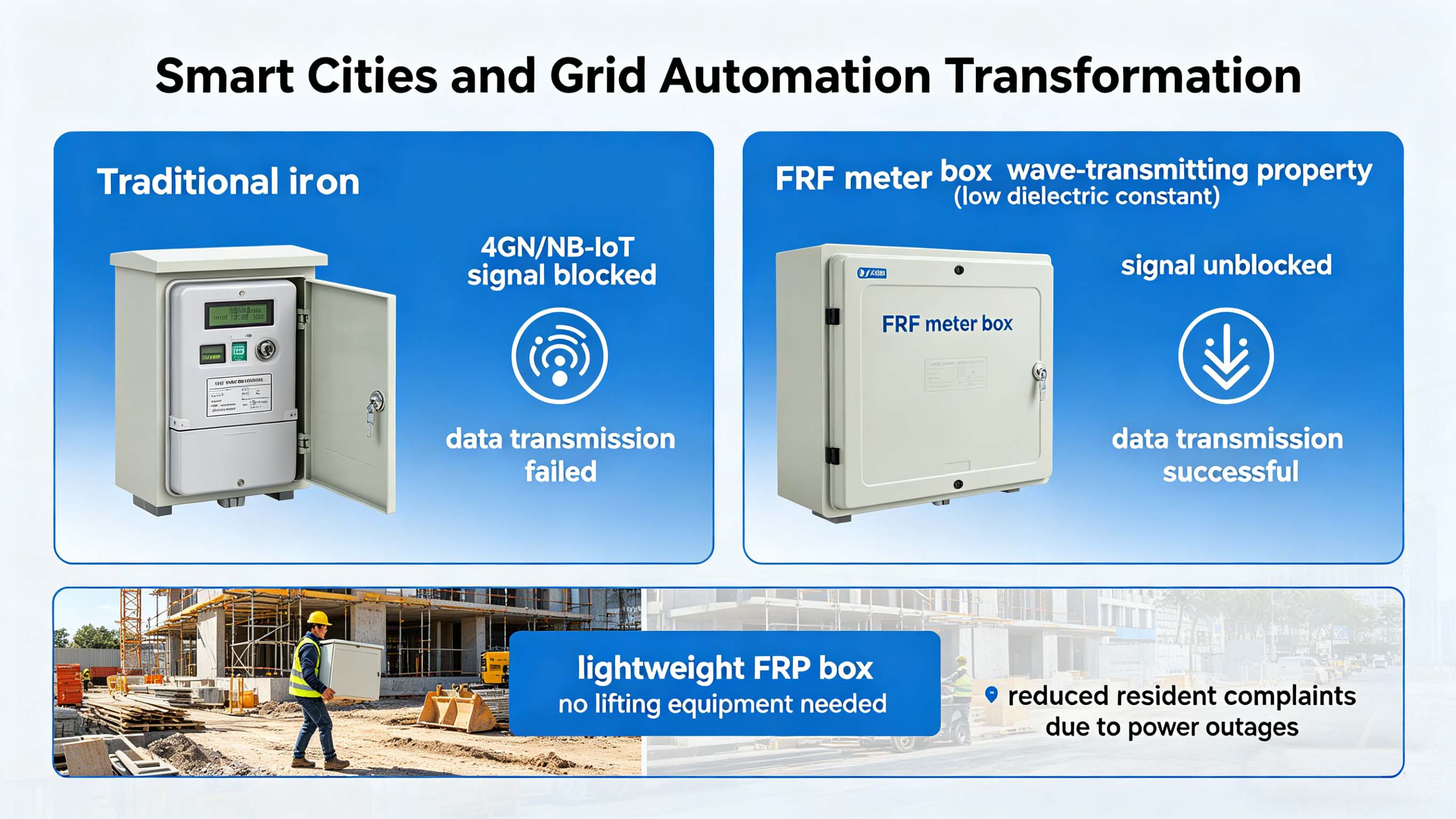 Gabinete de medidor eléctrico GFRP FRP de fibra de vidrio para apartamentos de gran altura FT-EMCn-10