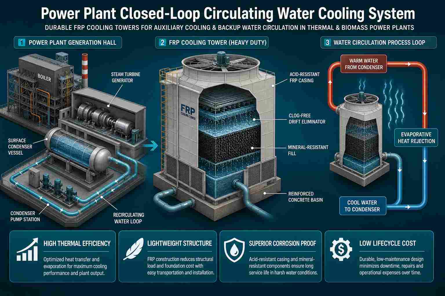 FRP Cooling Tower DBNL-30 for HVAC & Industrial Chiller Systems — China Factory Exporter